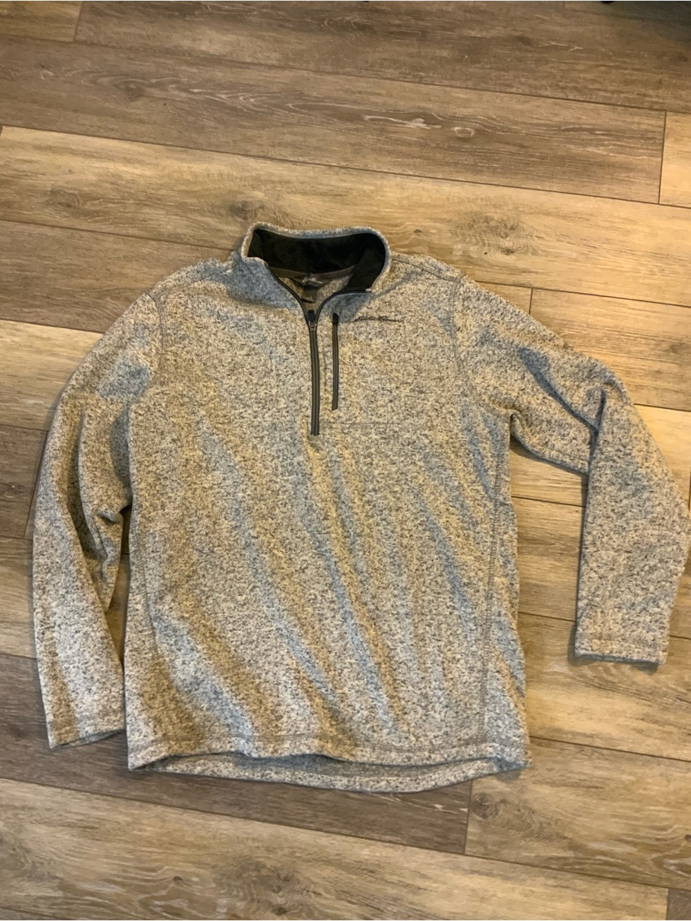 Eddie Bauer Gray Heather Quarter-Zip Sweater